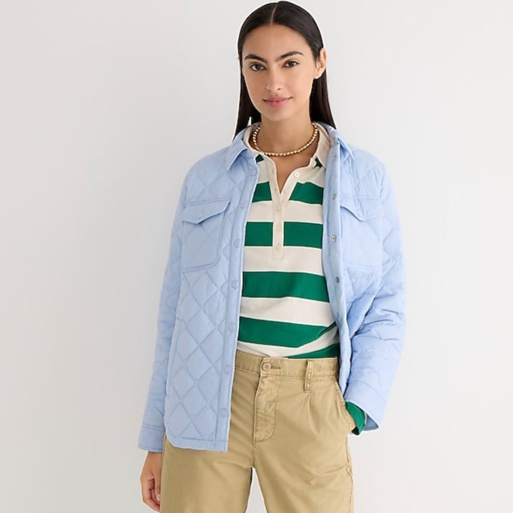 J.Crew Quilted lightweight shirt-jacket in Shale Blue XS